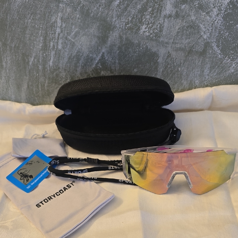 StoryCoast Mirrored Sport Sunglasses, Hard & Soft Case New